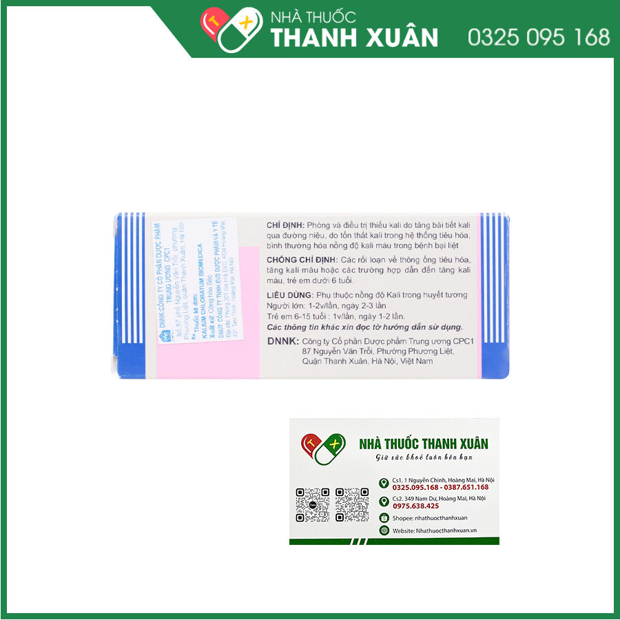 Kalium chloratum thuốc phòng và điều trị các trường hợp hạ kali máu